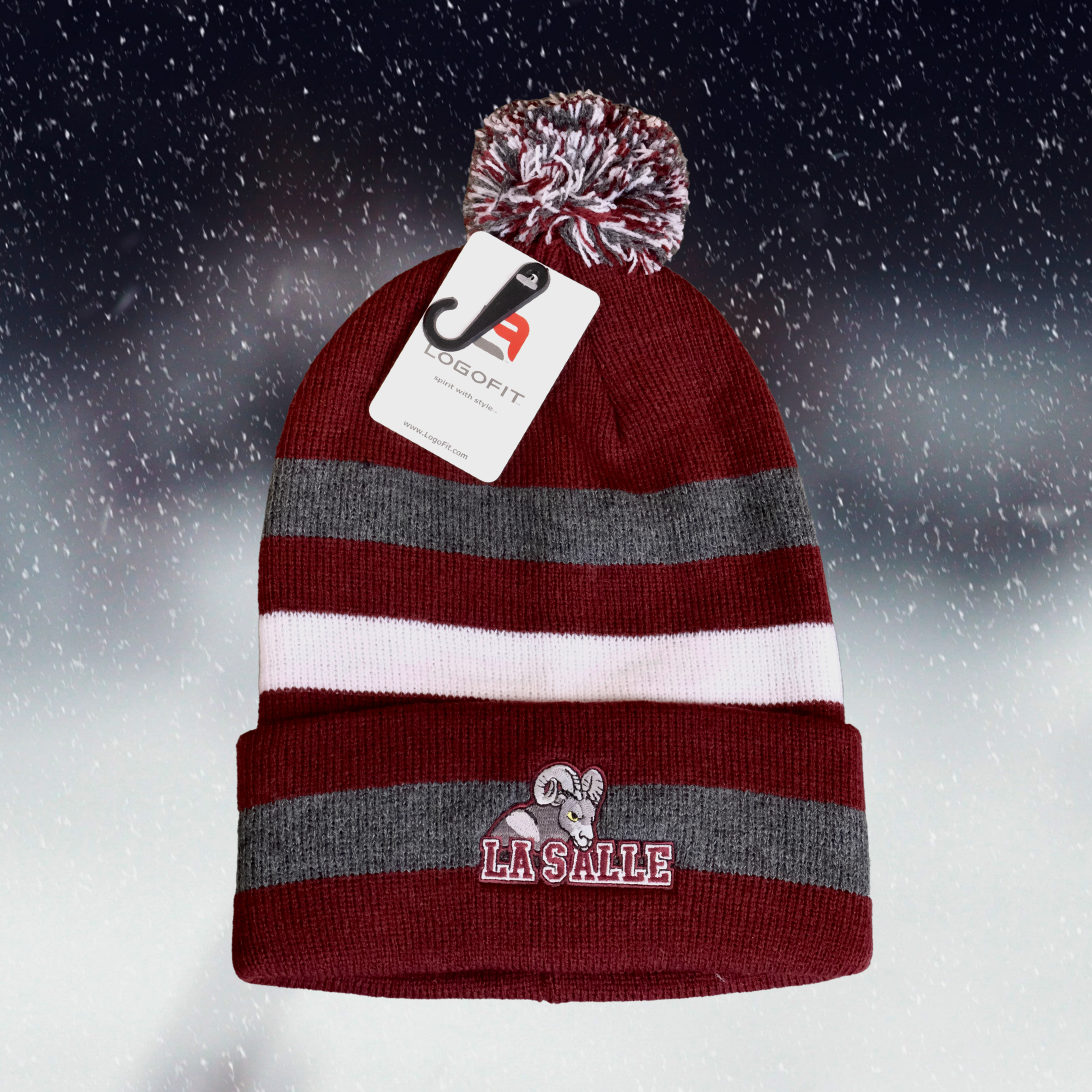 Knit Hat Maroon with Ram